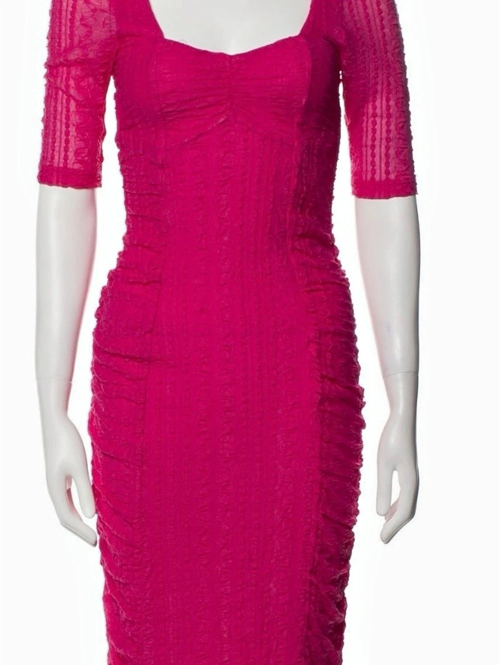 Ganni Ruched Midi Dress in Pink Like New / SZ 10/L